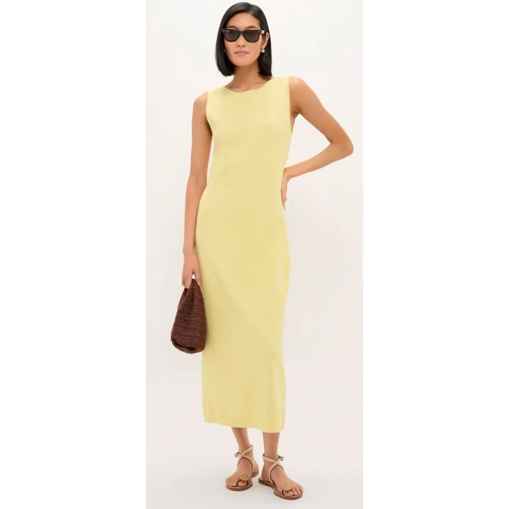 Tuckernuck Lemongrass Kingston Knit Dress Size L Yellow Sleeveless Midi NWT